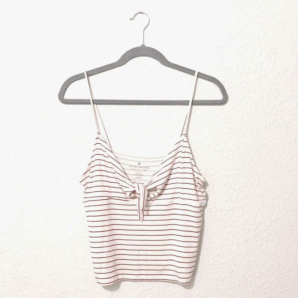 American Eagle outfitters candy stripe tie front crop top size: Large